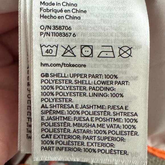 H&M - Longline Sherpa Quilted Coat in Cream/Olive Green - Picture 16 of 16